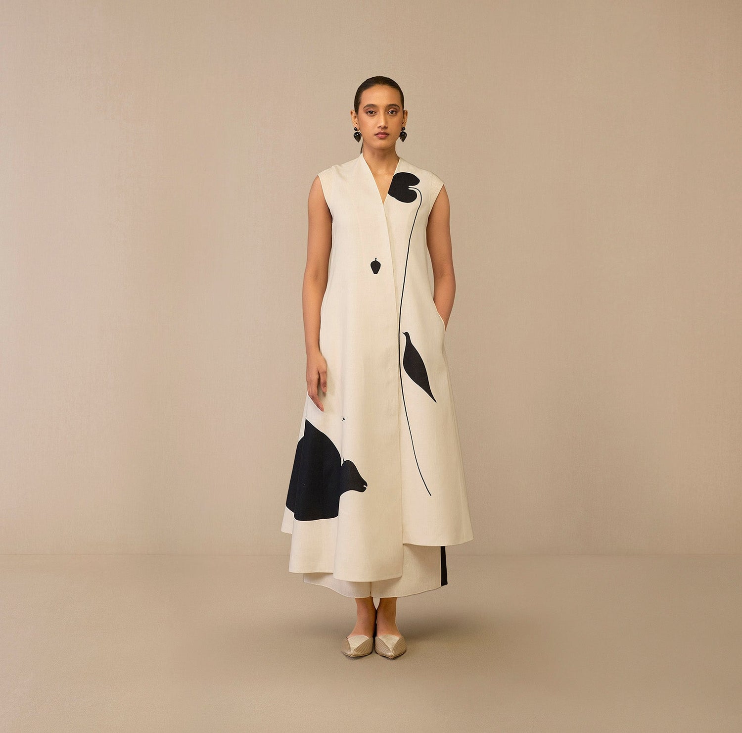 Linen Dilshad Jacket Set – Ivory