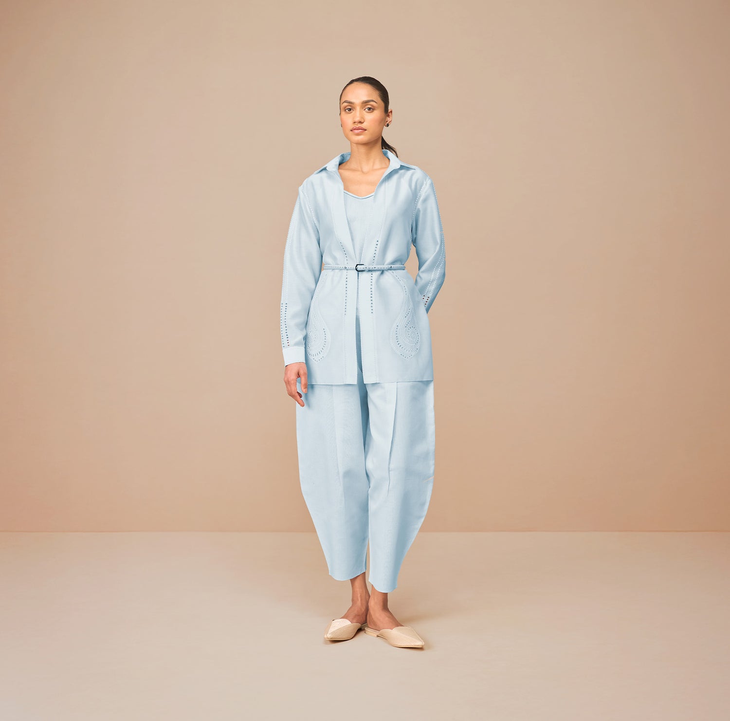 Chanderi Elea Shirt Set – Blue