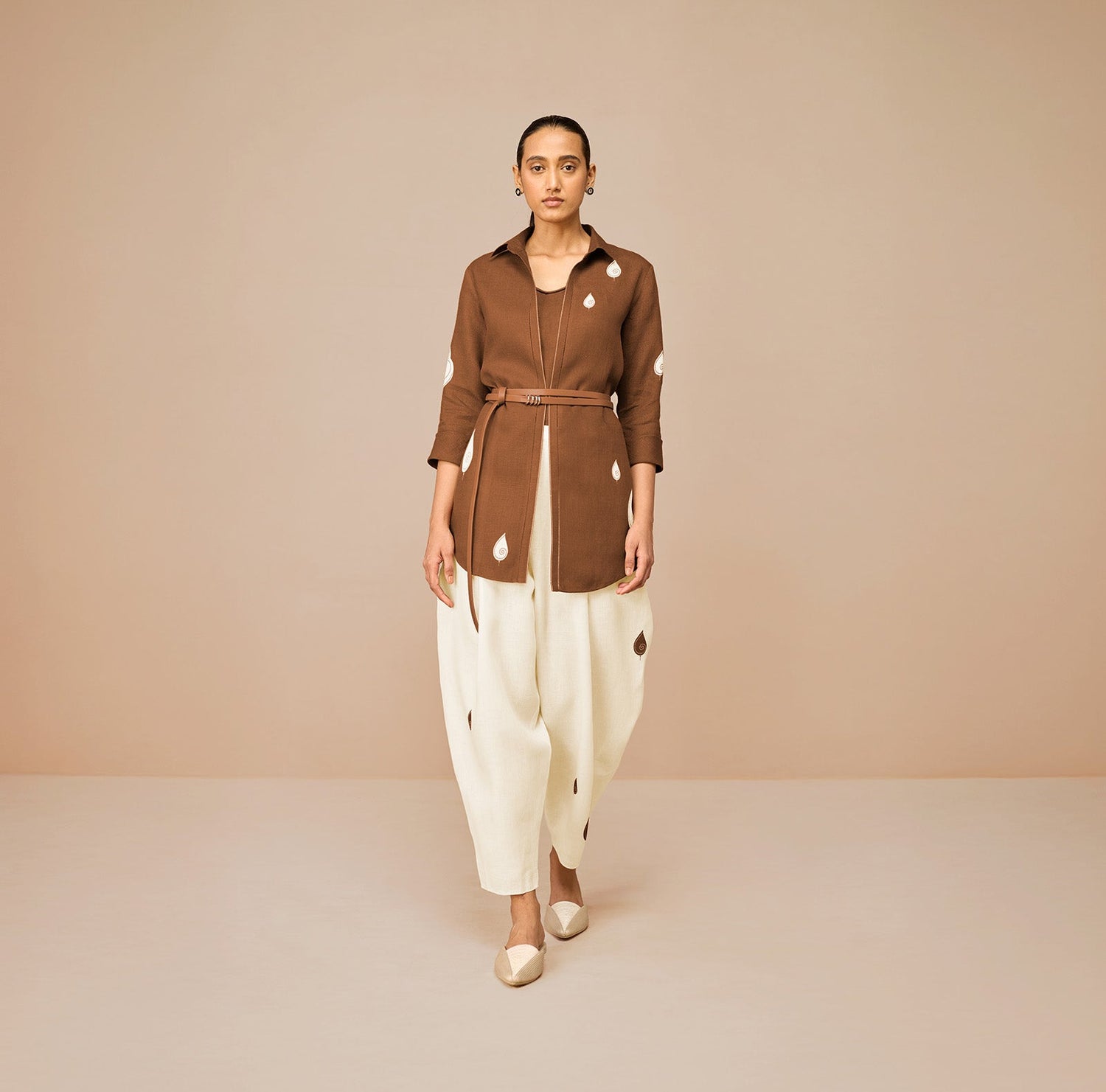 Linen Solene Shirt Set – Brown