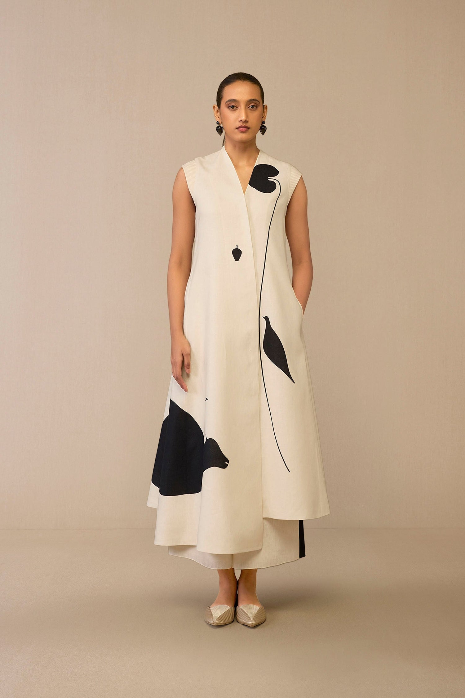 Linen Dilshad Jacket Set – Ivory