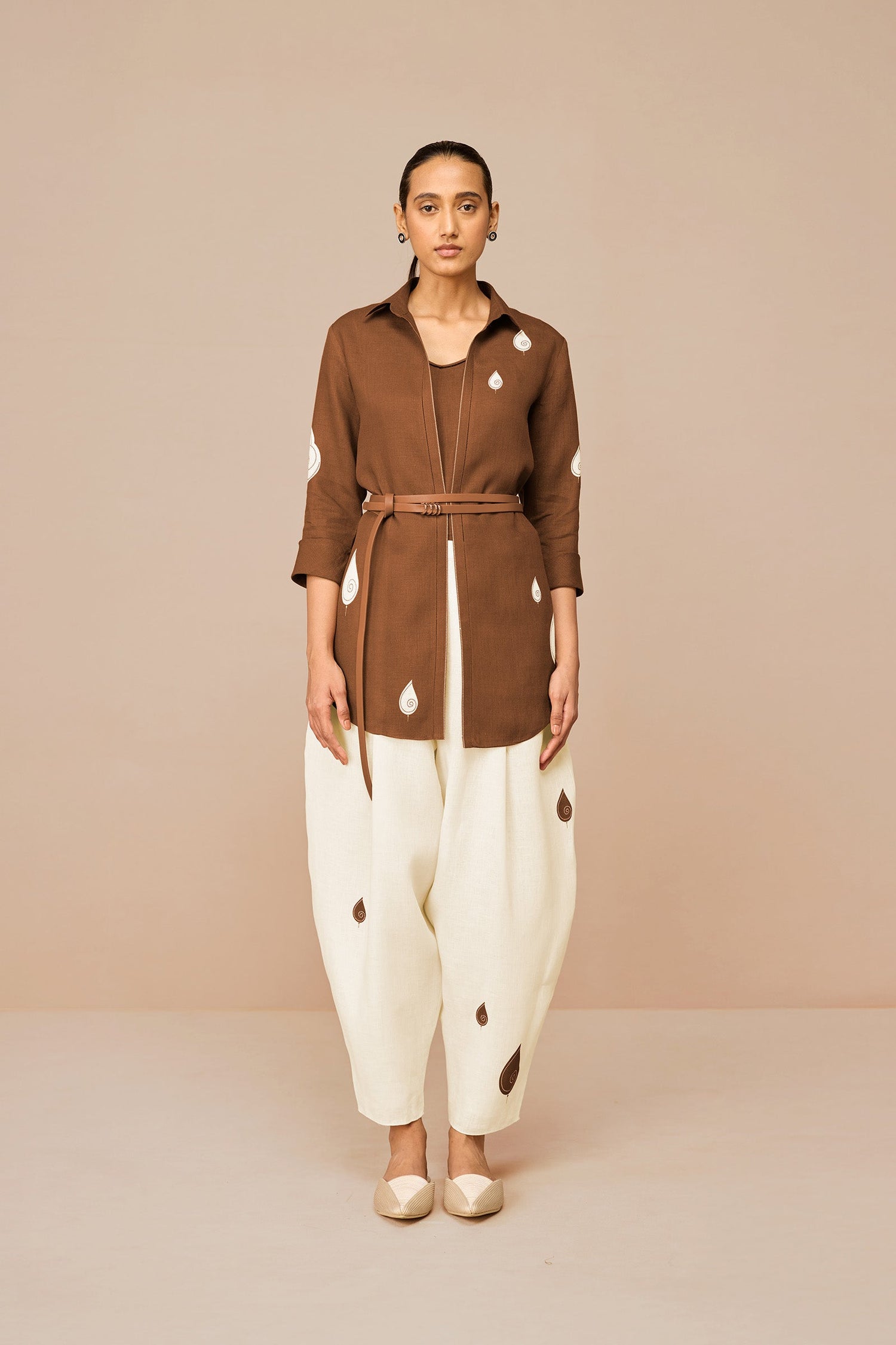 Linen Solene Shirt Set – Brown