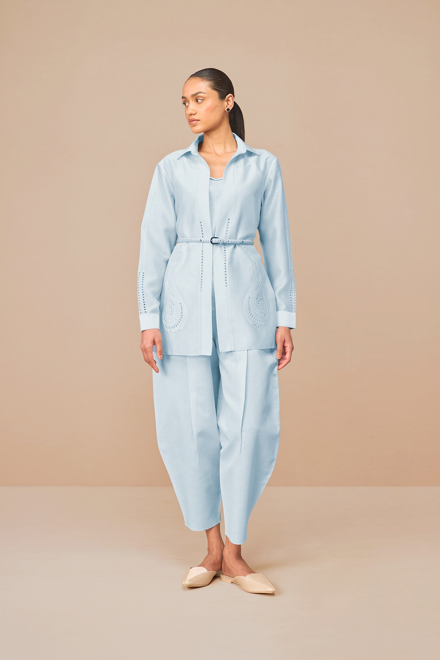 Chanderi Elea Shirt Set – Blue