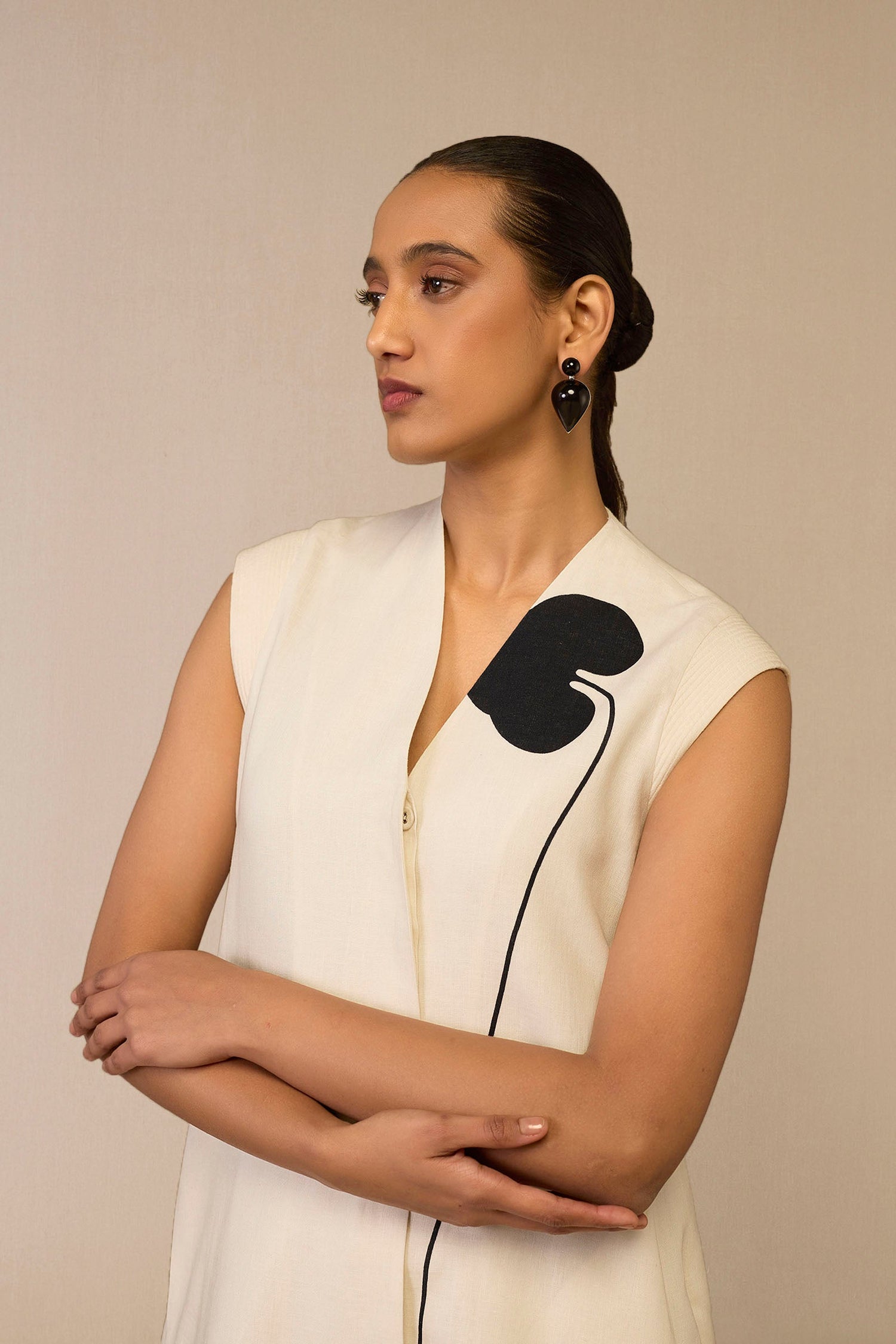 Linen Dilshad Jacket Set – Ivory