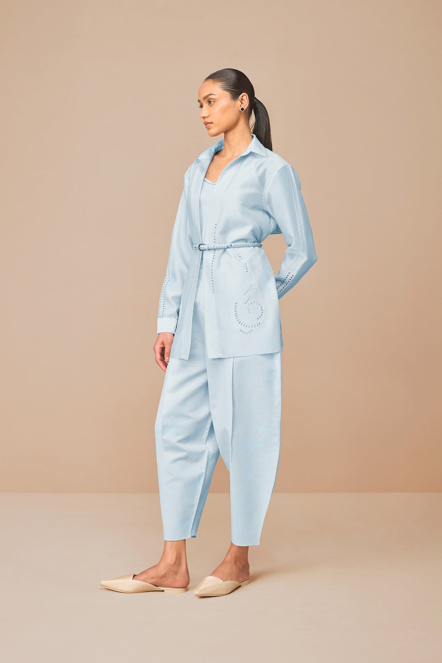 Chanderi Elea Shirt Set – Blue