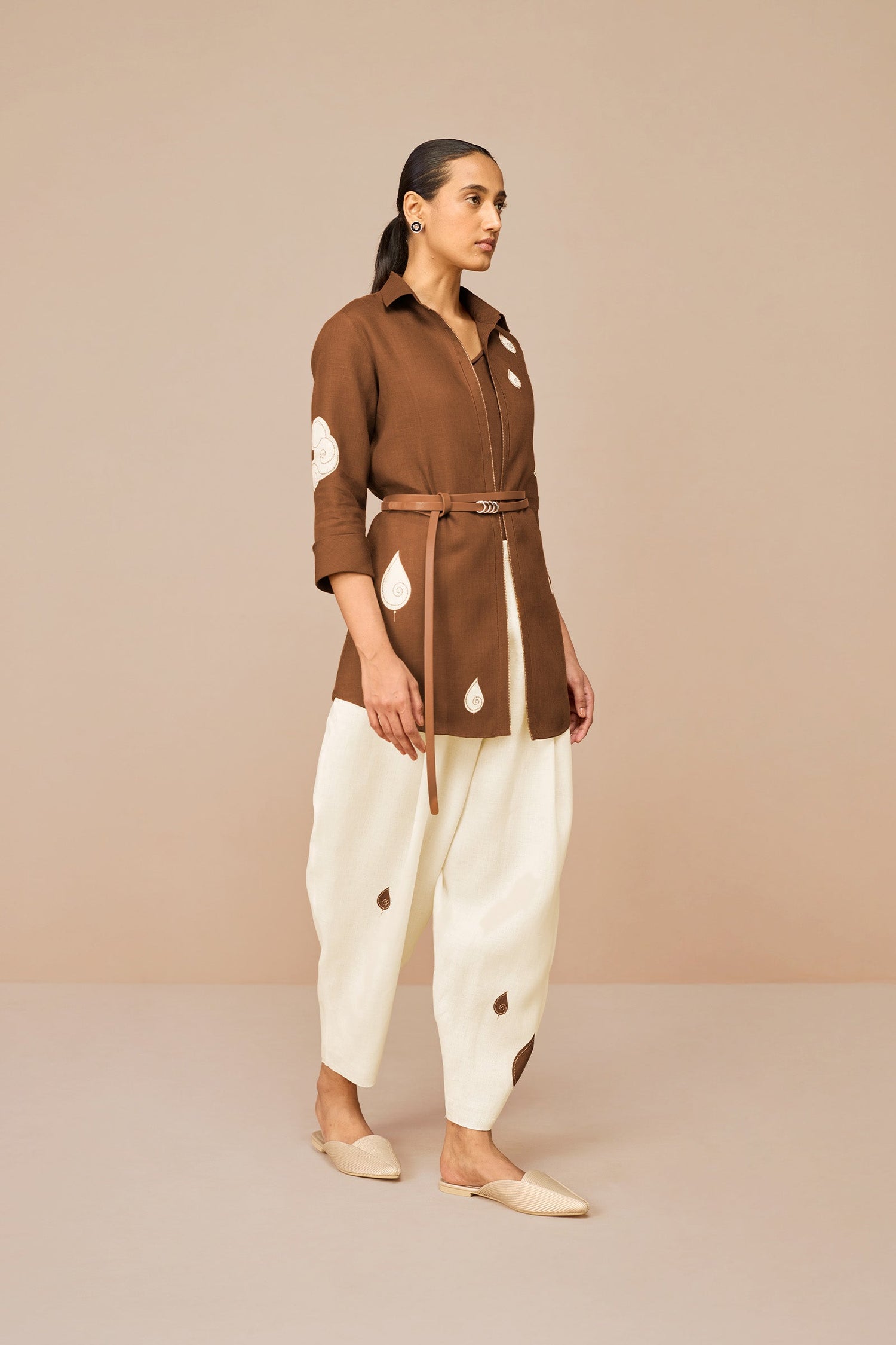 Linen Solene Shirt Set – Brown