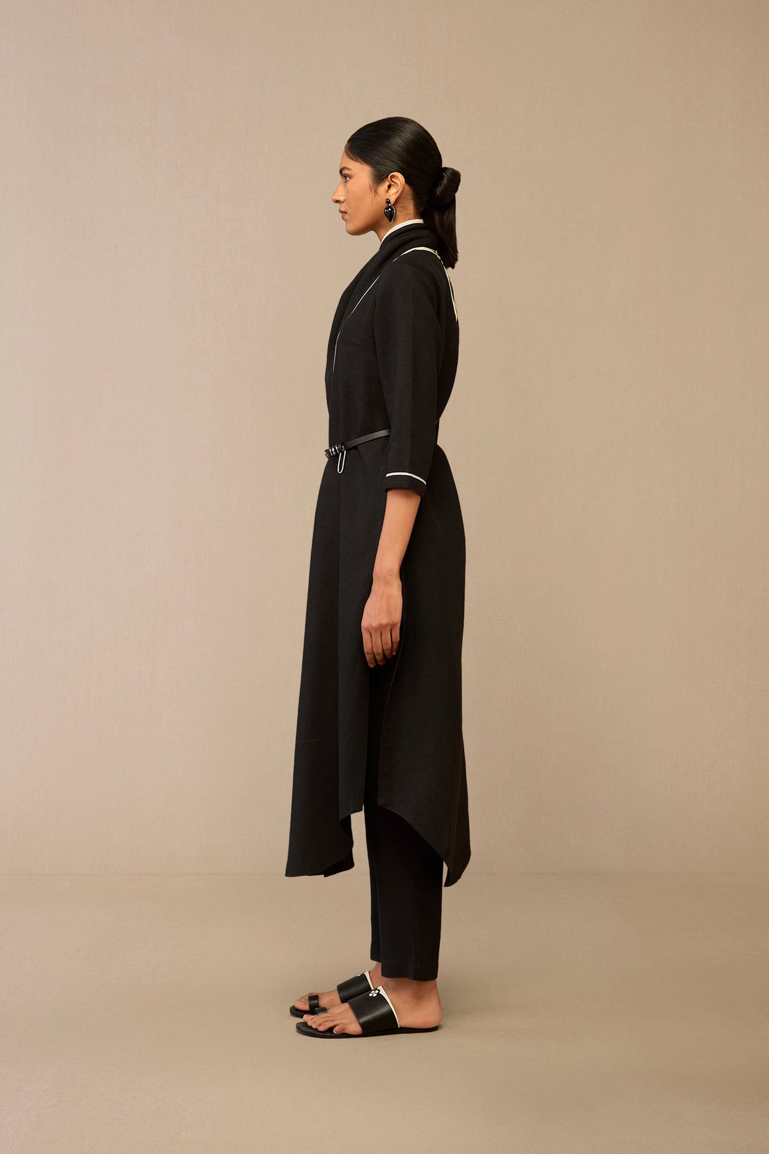 Linen Dilawar Tunic Set – Black