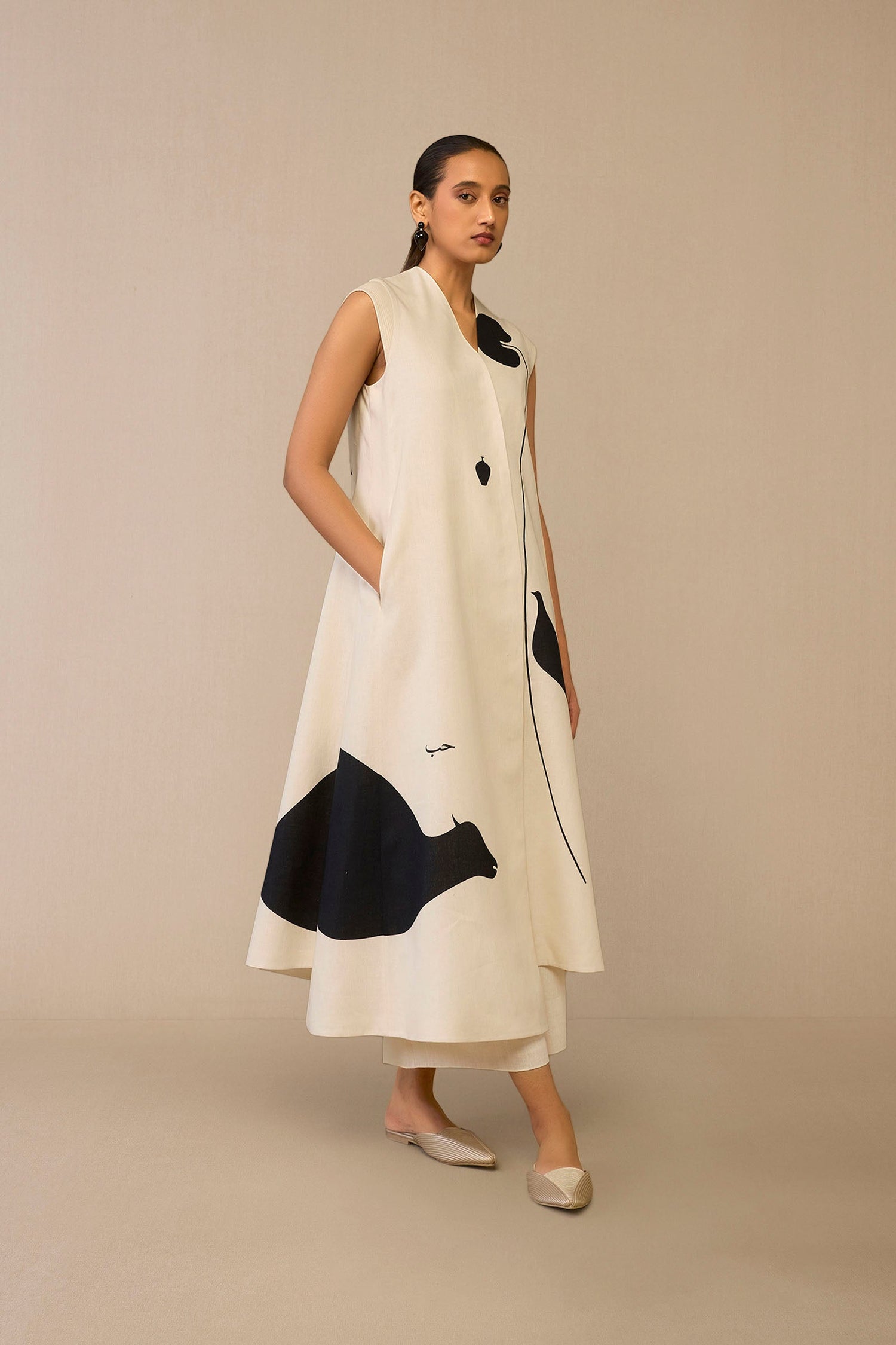 Linen Dilshad Jacket Set – Ivory