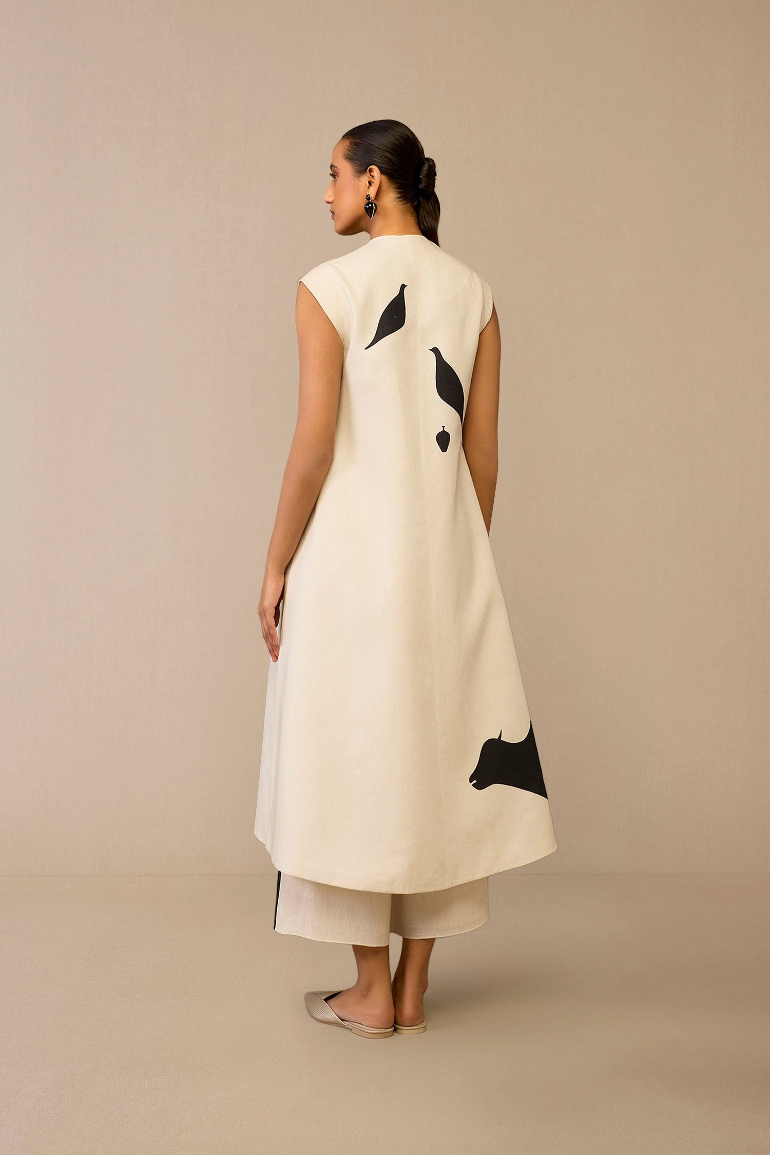 Linen Dilshad Jacket Set – Ivory