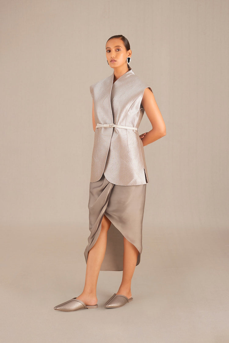 Effat Jacket Set - Metallic Silver JK