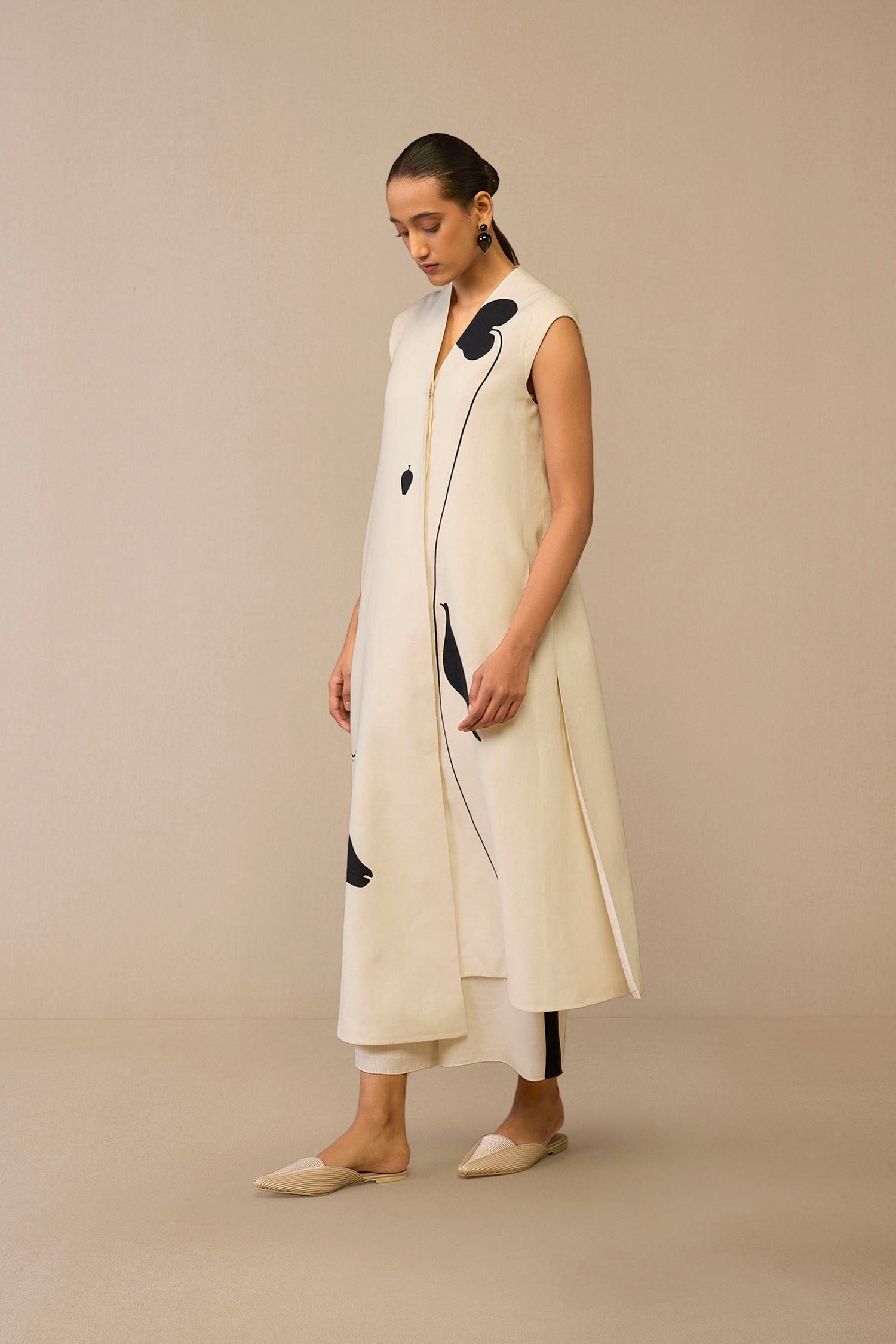 Linen Dilshad Jacket Set – Ivory