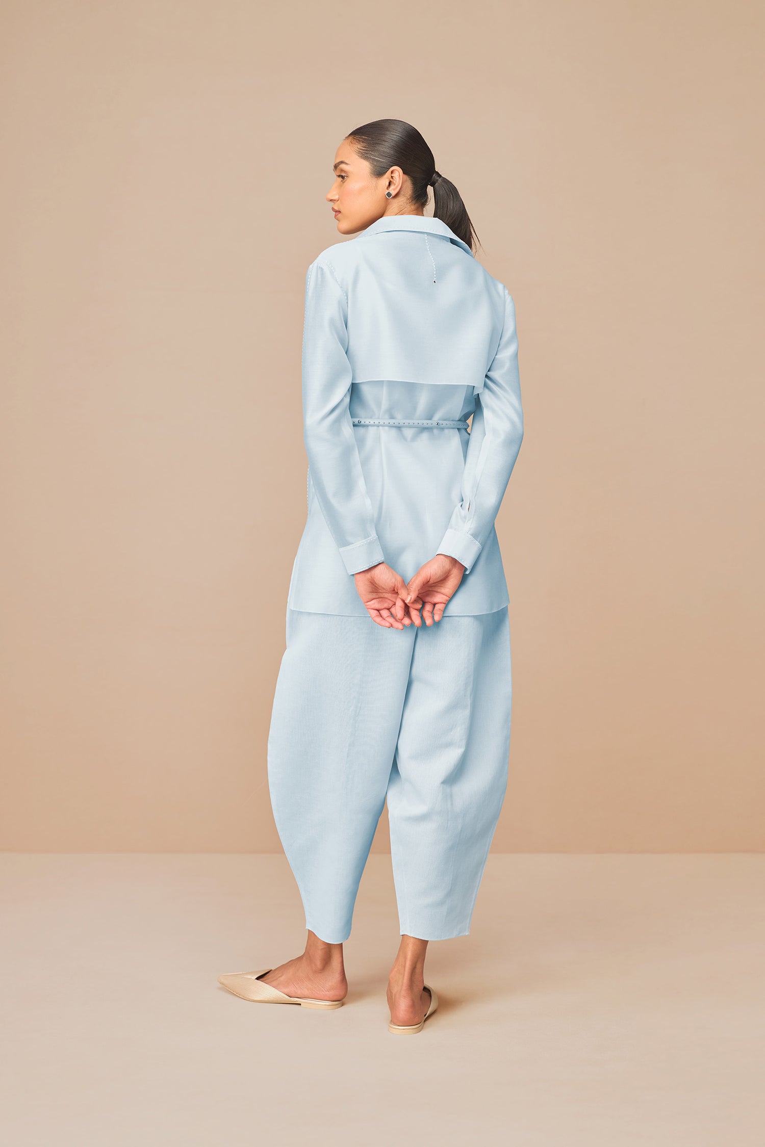 Chanderi Elea Shirt Set – Blue
