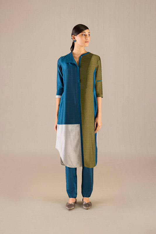 Chanderi Gaia Tunic Set – Blue