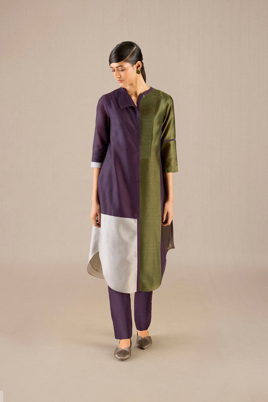 Chanderi Gaia Tunic Set – Purple