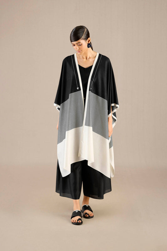 Silk Alaia Cape Set – Black