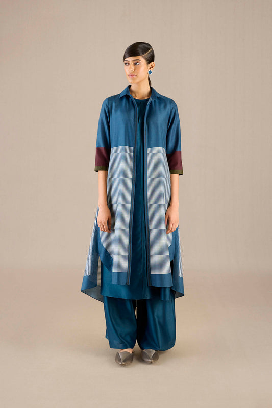 Chanderi Ilana Tunic Set – Blue