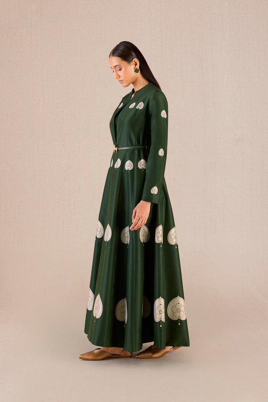 Chanderi Aresha Abaya Set – Green