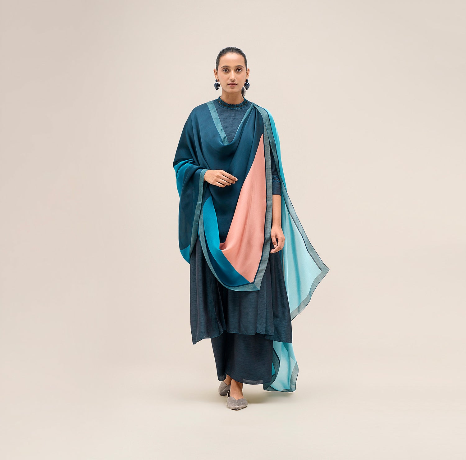  Chanderi Shiloh Kurta Set – Blue
