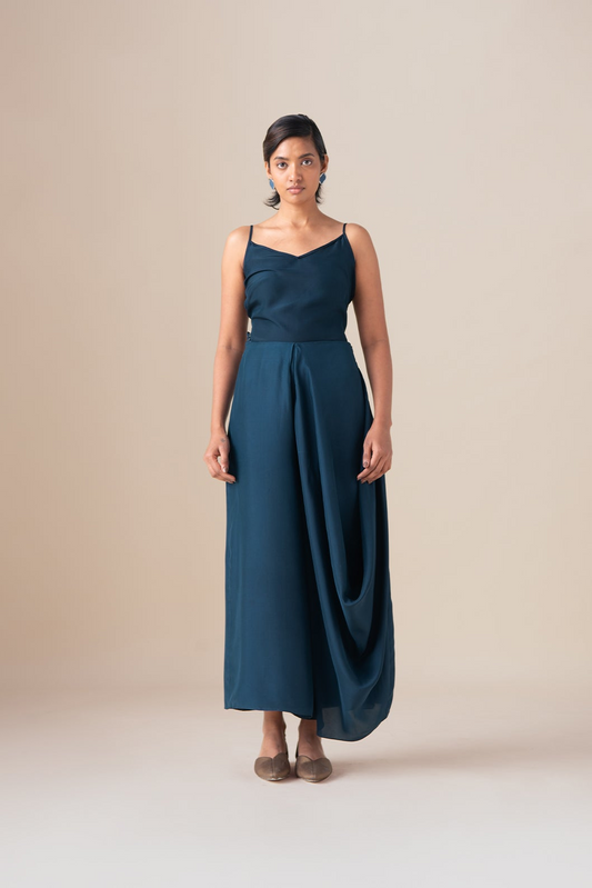 Habutai Talia Drape Pants – Blue