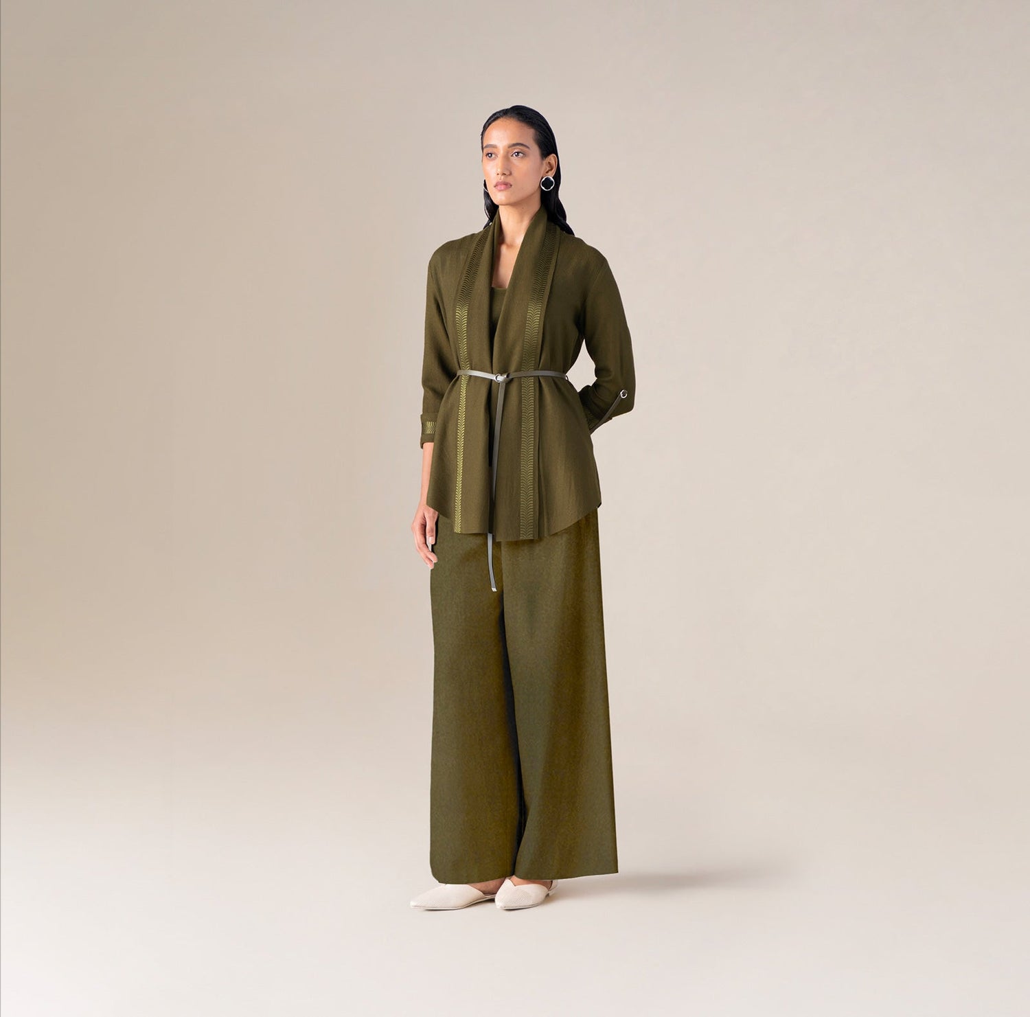  Wool Samiah Cape – Green