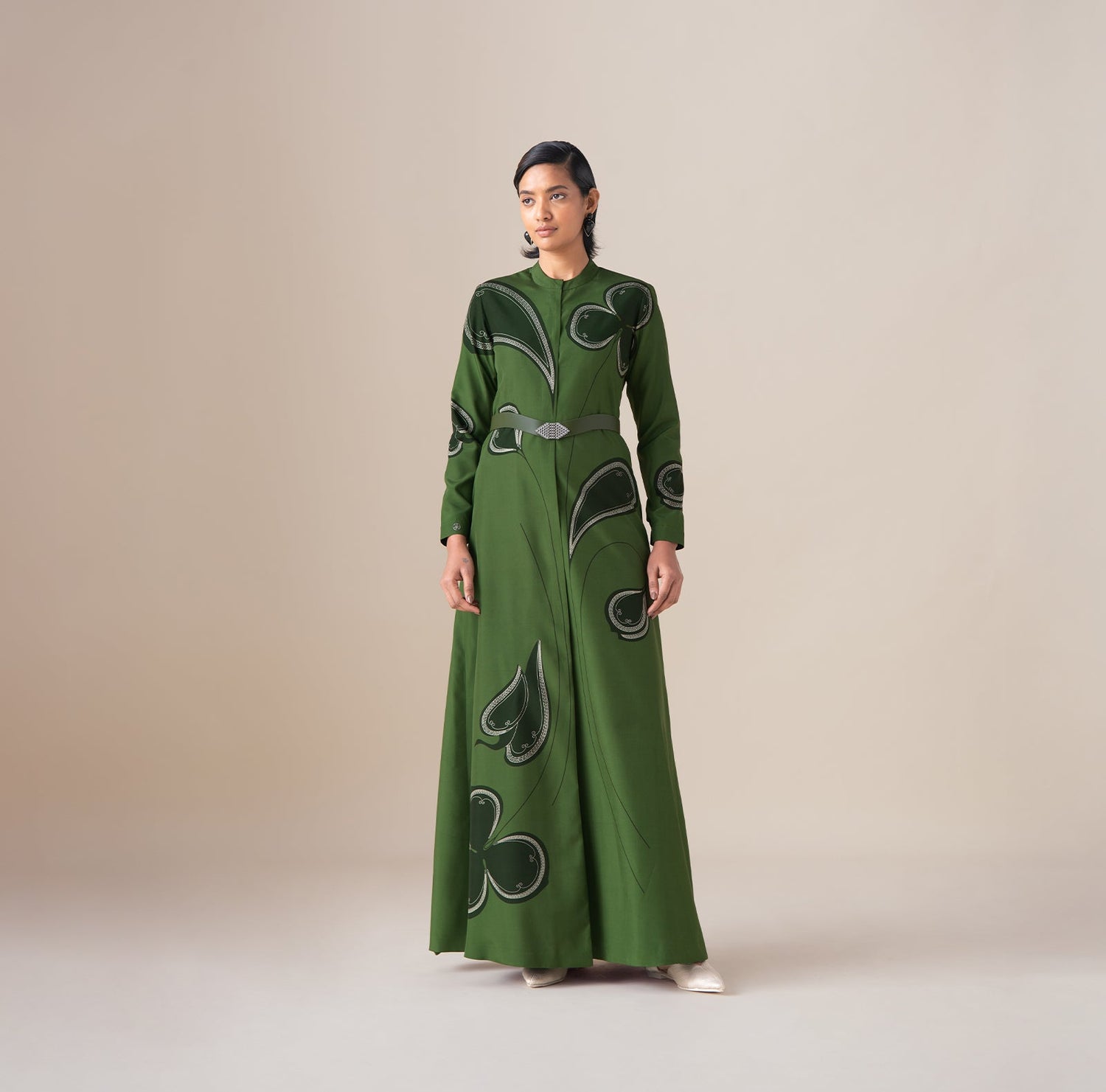  Habutai Saeeda Abaya Set – Green