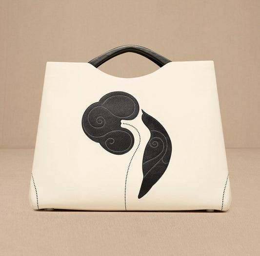 Faux Lether Dilbandi Tote Bag – Ivory