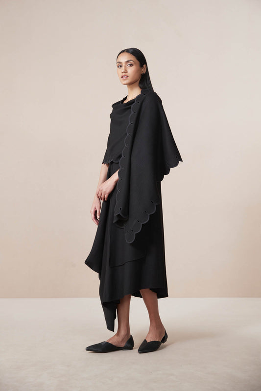 Wool Dahlia Scarf – Black