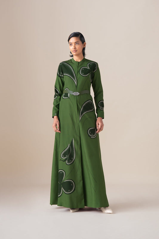 Habutai Saeeda Abaya Set – Green