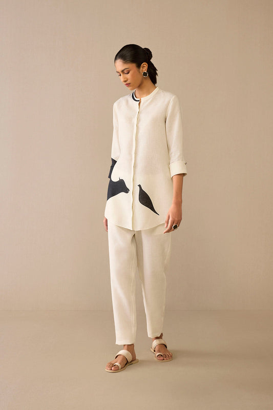 Linen Dilbar Shirt Set – Ivory