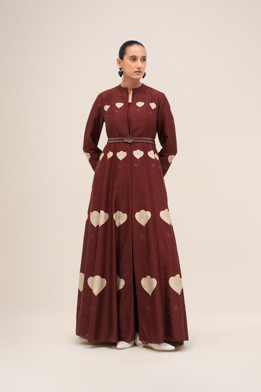Chanderi Inara Abaya Set – Red