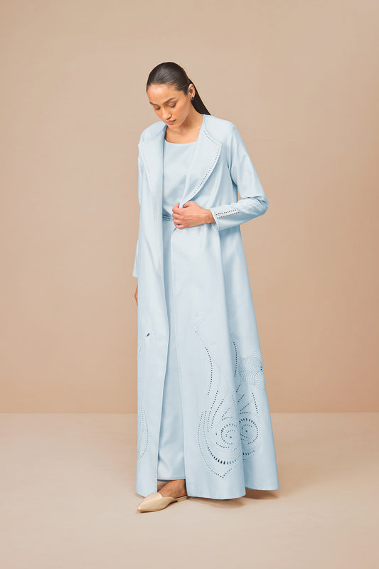 Chanderi Raysa Abaya Set – Blue
