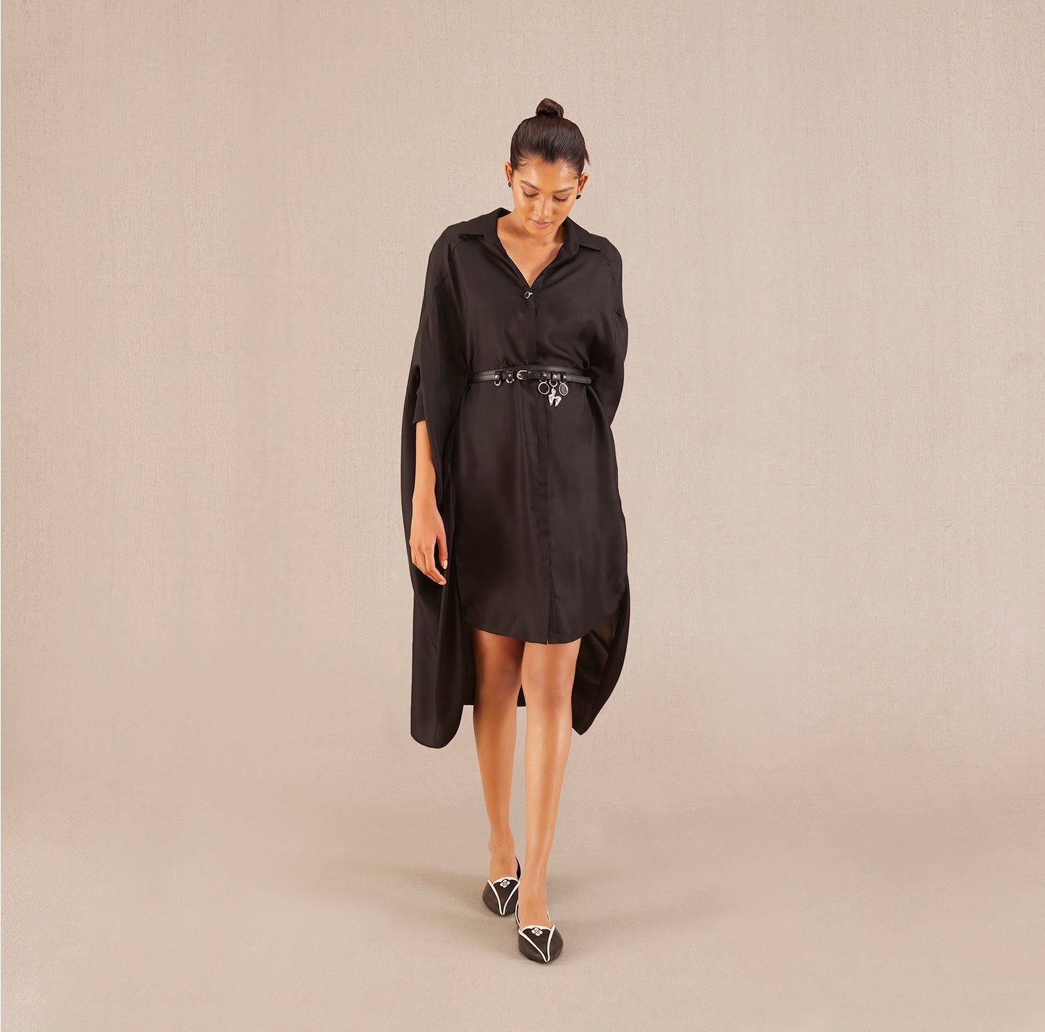 Aria Shirt Dress - Black