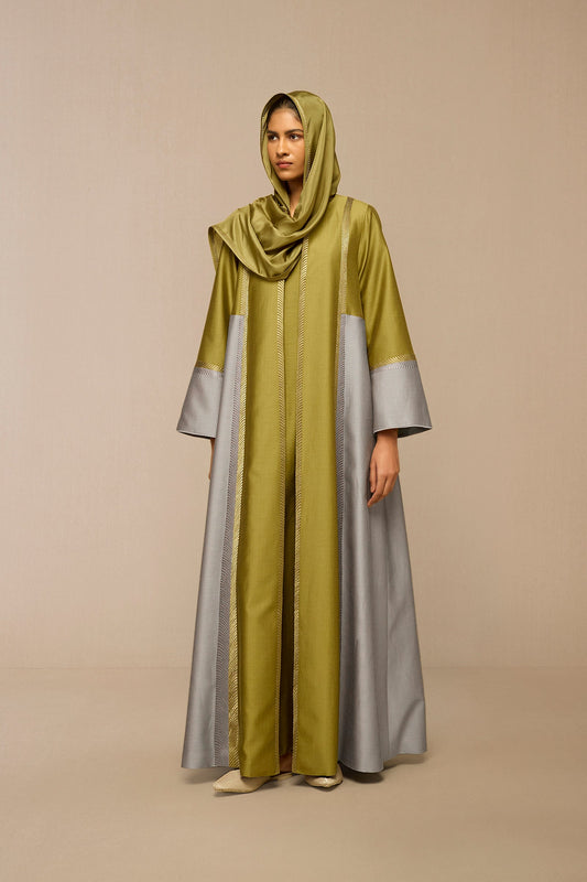 Chanderi Areeba Abaya Set – Green