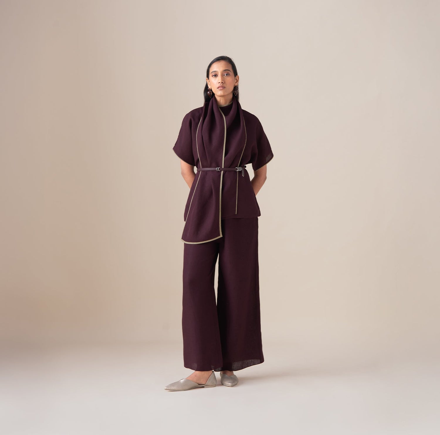  Linen Dilnami Top Set – Red