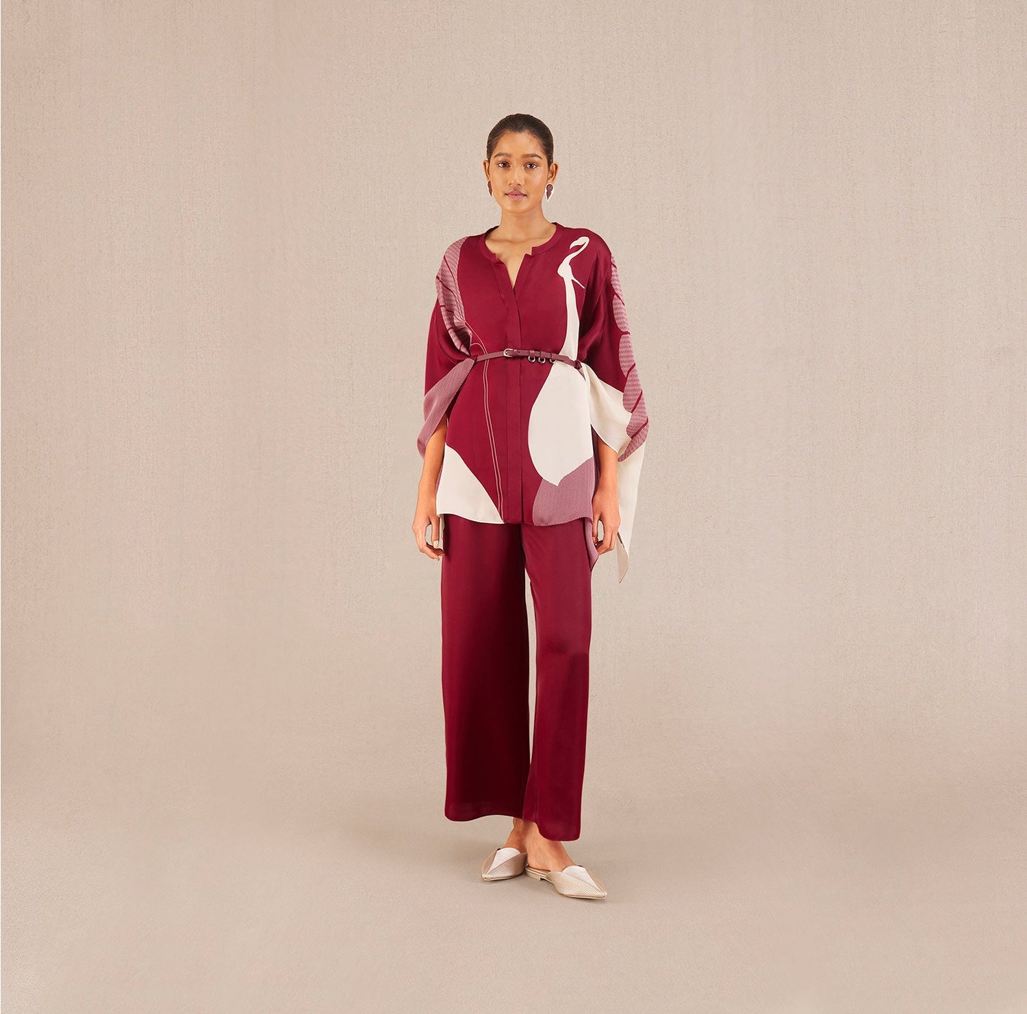 Adah Kaftan Set - Wine