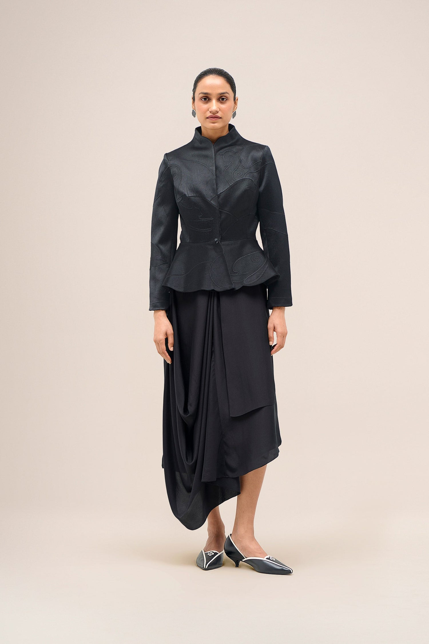  Chanderi Layla Jacket Set – Black