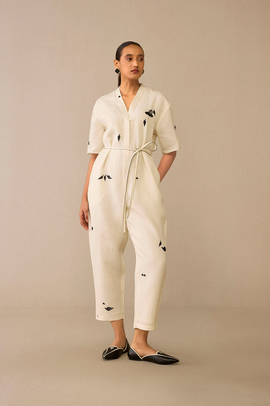 Linen Dilsoz Jumpsuit – Ivory
