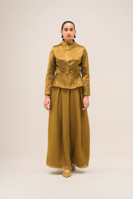 Chanderi Noha Jacket Set – Yellow