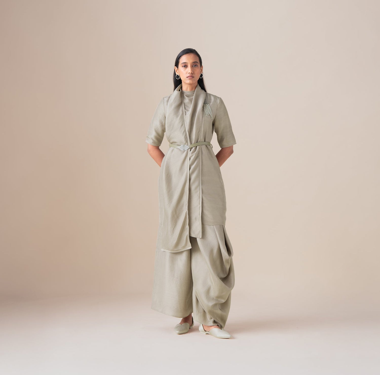  Silk Sera Tunic Set – Beige