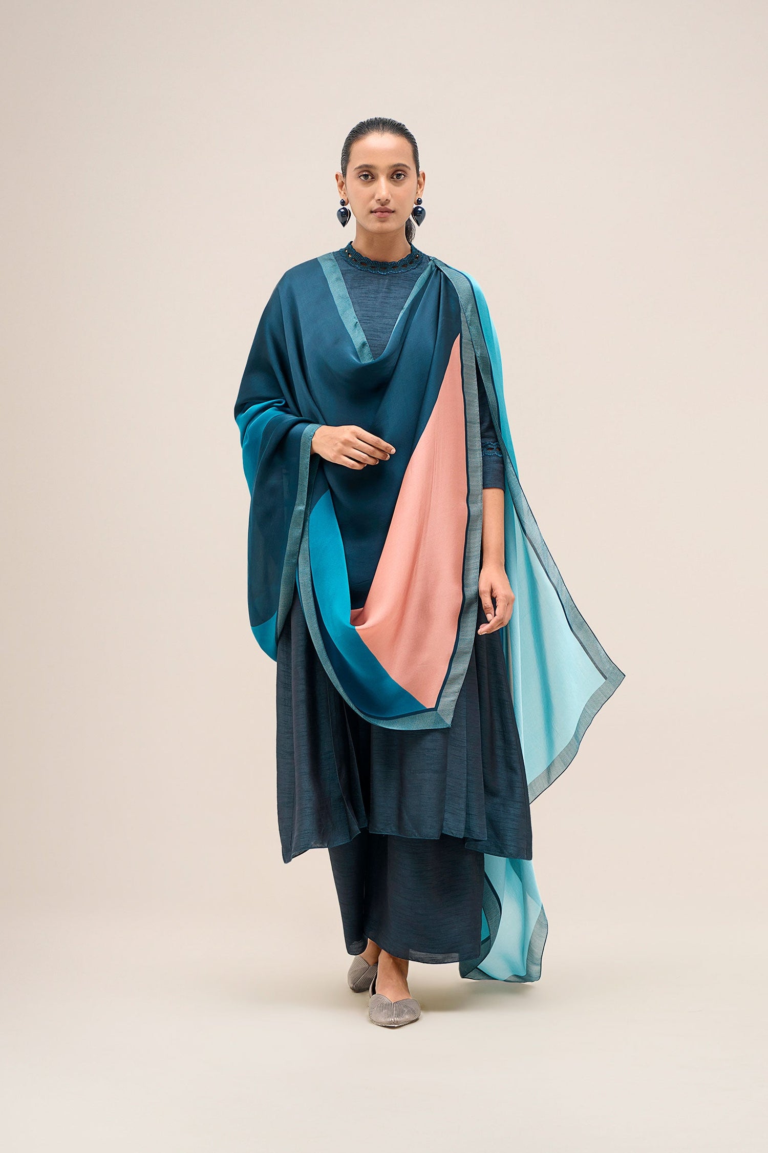  Chanderi Safira Kurta Set – Blue