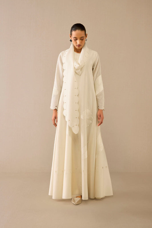 Chanderi Zainat Dress – Ivory
