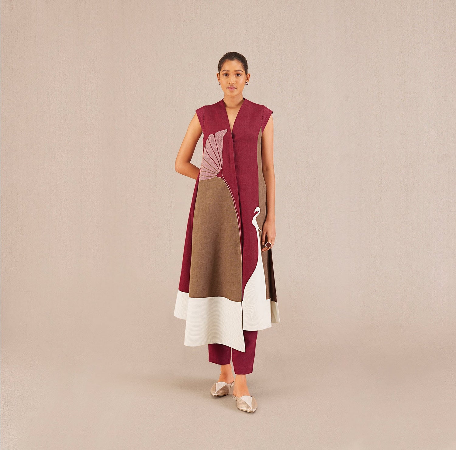 Cora Jacket Set - Wine 