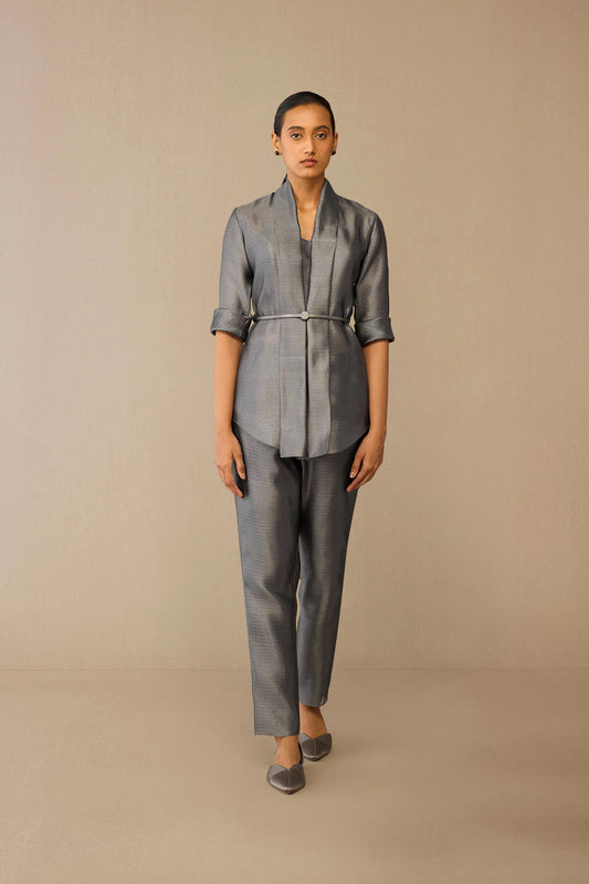 Brocade Idalia Cape Set – Grey