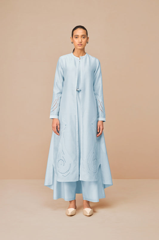 Chanderi Anais Jacket Set – Blue