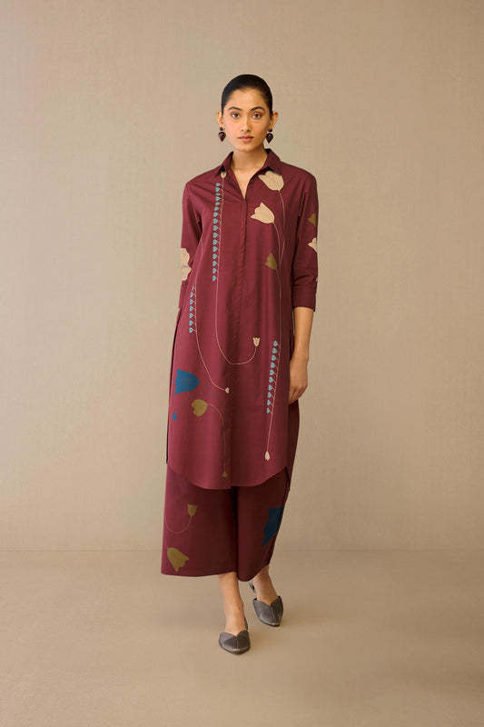 Cotton Parisa Tunic Set – Red