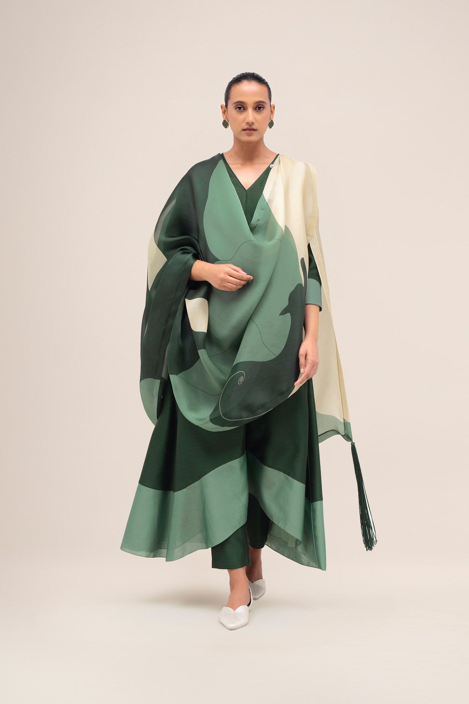  Chanderi Sama Kurta Set – Green