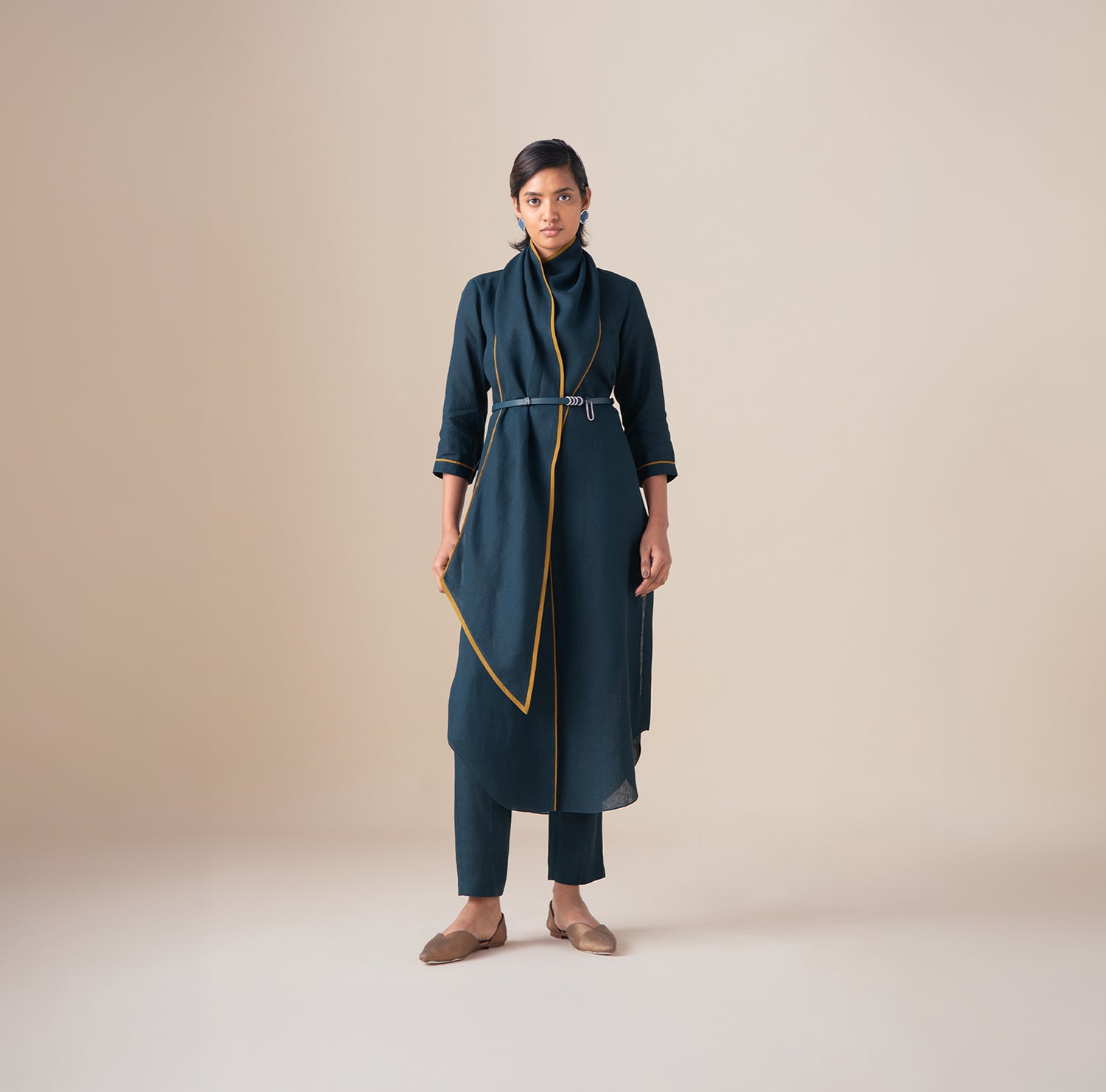  Linen Dilawar Tunic Set – Blue