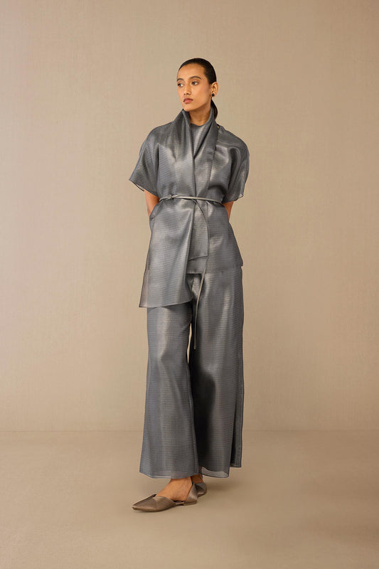 Brocade Shiri Top Set – Grey