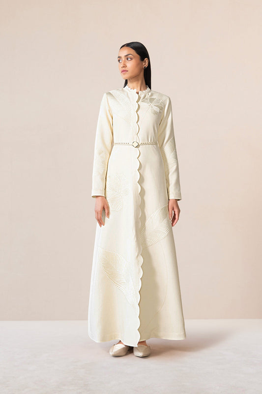 Wool Nahid Abaya Set – Ivory