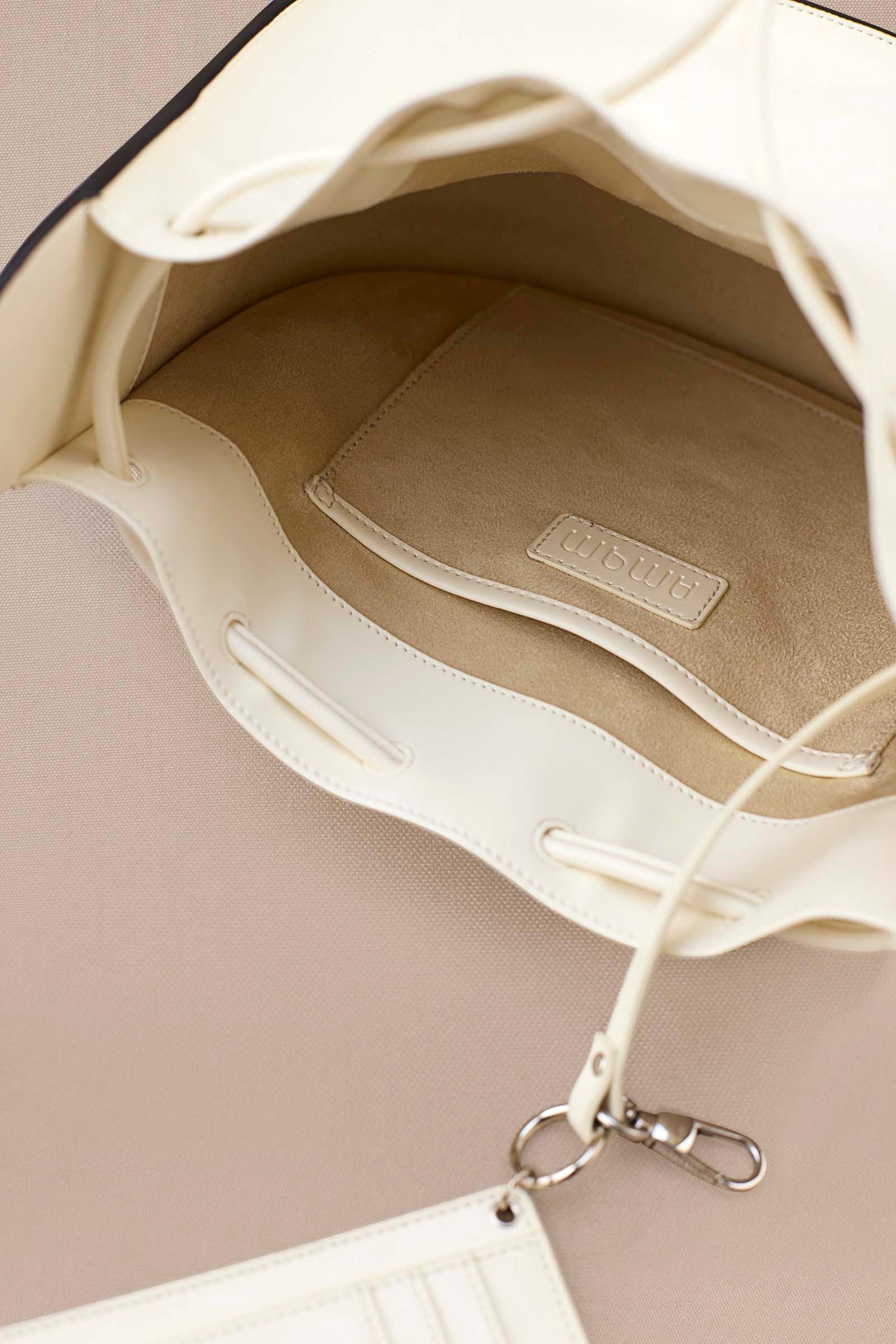  Faux Leather Nusrat Bucket Bag – Ivory