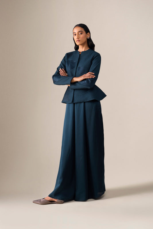 Silk Valla Jacket Set – Blue